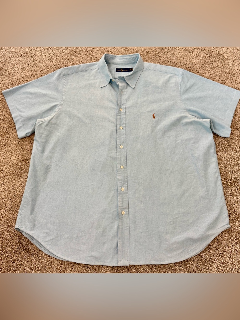 Ralph Lauren Pale Blue Short-Sleeve Oxford Button-Down Shirt